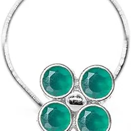 jsaj Stone Nose Pin Wire Nose Pin in Pure 92.5 Sterling Silver-picture-18