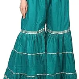 Women Rayon Relaxed Fit Casual Gotta Patti Flared Garara Sharara Palazzo Pant-picture-26