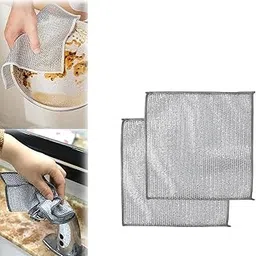 Entisia Scrubbing Pad Wire - Stainless Steel Scrubber Non-Scratch Wire Dishcloth, Multifunctional Dishwashing Sponge, Easy Reusable Cleaning Supplies for Kitchen, Sinks, Pots, Cooktops (Pack of 2) image 1