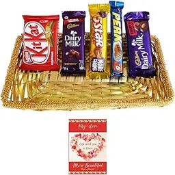 SFU E Com Chocolate Gift Hamper With Amazing Goldentray | Valentine Chocolate With Love Greeting Card | Valentine Chocolate Hamper | 024-picture-11