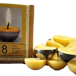 Lifelight, 100% Pure Beeswax tealight Candles 28 nos of 11 Grams Each. Purifies The air Naturally. 1.5" Half Sphere Size. with 2 nos of SS Holders.-picture-16