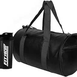 Combo Set of PU Leather Duffle Gym Bag Combo & 700ml Shaker Bottle – Premium Brown Gym Kit for Men & Women | Stylish & Durable Fitness Combo (Black)-image-17