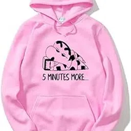 SXV Style Pink Hoodie with Black Print:5 Minutes More..Shinchan/Hoodie for Men & Women/Warm Hoodie/Unisex Hoodie-image-25