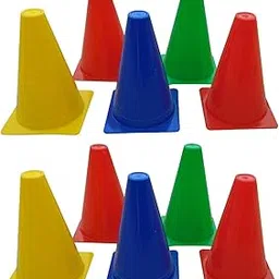 Nucative Plastic Heavy Marker Cones (Red, Yellow, Orange Blue, 6 Inch) - Pack of 10 Marker Cones (6 Inch) for Soccer Cricket Track and Field Sports, Football Saucer Cone, Cone for Sports-picture-18