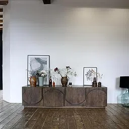 Goldview Furniture Archer 4-Door Solid Wood Large TV Stand | Handmade Media Unit in Walnut Finish, Arch Design, Japandi/Scandi Style Entertainment Cabinet-image-26