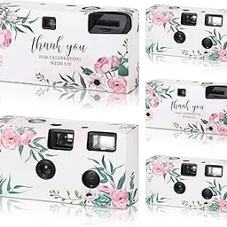 5 Pcs Disposable Camera for Wedding Bulk, Color Film Single Use Camera Bulk with Flash 34 mm Disposable Cameras One Time Camera for Gathering Wedding Travel (Flower)-picture-16