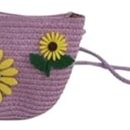 Handcrafted Jute Bag with Sunflower Appliques, Mini Handbag with Strap, 18 cm x 15 cm-picture-24