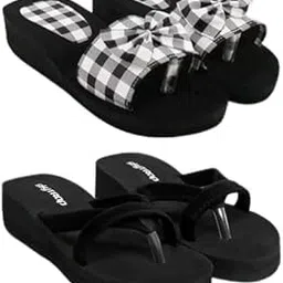 skytrap Women Black EVA Slippers Flipflop Combo of 2-picture-55