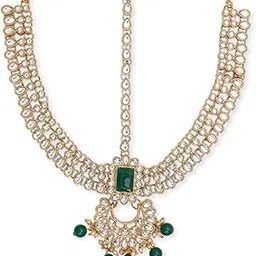 oomph Jewellery Green Kundan Jadau Wedding Bridal Damini MathaPatti For Women & Girls Stylish Latest (DGO2_Z)- For Women & Girls Stylish Latest-picture-11