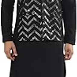 sojanya (Since 1958 Men's Pure Cotton Kurta and White Pyjama with Sequins Nehru Jacket image 1