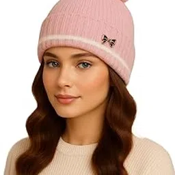 Nephar Women Winter Beanie Hat with Pom Pom – Warm Knitted Woolen Cap with White Stripe, Soft Ski Snow Hat for Girls & Ladies-picture-11