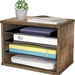 J JACKCUBE DESIGN Rustic Wood Desk Organizer 4 Compartment Paper File Holder for Home and Office, Document Storage, File sorter, Mail and Letter Tray- MK560A-picture-46
