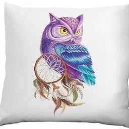 Owl Theme Printed Cushion Cover (12x12 Inches)-picture-58