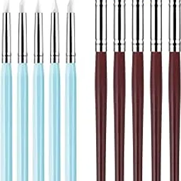 10Pcs Clay Tool Set, 5Pcs 2 Way Total 10 Different DIY Silicone and 5 Clay Color Shaping Modeling Wipe Out Tools-picture-36