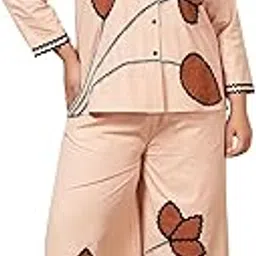 deebaco Women's Floral Ankle Length Shirt with Trouser|Shirt Collar|Cord Set for Women Cotton|Long Jumpsuits Western Dress for Women Stylish Two Piece Co ord Set|Party Casual Wear(Peach)-picture-33
