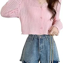 icw Women's Knitted Ribbed Cardigan Long-Sleeve V-Neck Button-Up Shrug Jacket Top Dn85-picture-57