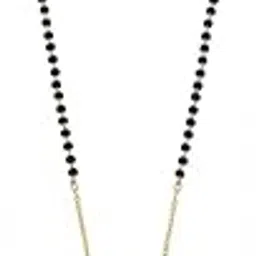 Traditional Gold-Plated Mangalsutra Necklace with Black Beads, Crystal Heart Pendant, Chain Length 18 Inches-image-4