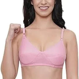 Women's Non-Padded Cotton Nursing Bra, Pink, Adjustable Straps-picture-13