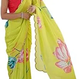 ethnex Heavy Chinon Kutchi Work & Mirror Lace Border Printed Saree With Unstitched Matching Blouse Piece-picture-14