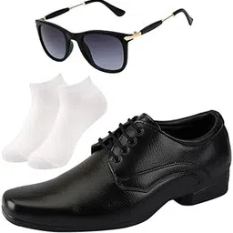 vitoria l Men Black Lace Formal Shoes with White Socks & Rabber Stick Black-picture-11