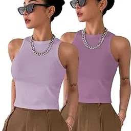 keri perry Women's Knitted Sleeveless Solid Round Neck Tank & Crop Tops (Packs of 2 (Two))-picture-35