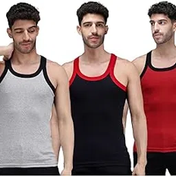 amul comfy Men's Plain Cotton Gym Vest Pack of 3 (Assorted Colours May Vary)-picture-14