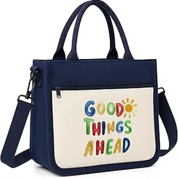 ECOCARRY Stylish Lunch Bag for Kids Boys Girls & Adults | Cotton Tiffin Lunch Box Handbag for Men & Women | Cute Insulated Carry Bag for School, Office, College, Travel & Picnic (Good Thing Ahead)-image-92