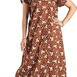 Polina Women's All Over Printed Open Front Full Cotton Blend Nighty/Maxi/Nightgown/Nightwear Article No-152-picture-15