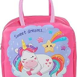 Insulated Lunch Bag with Double Zipper Nylon Small Leakproof Lunch Bags for School Kids Boys & Girls Return Gifts, Office Women Travel Picnic Bag, Portable Tiffin Lunch Bags (Unicorn Pink)-picture-14
