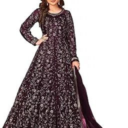 rudraprayag Women's Net Embroidered Semi Stitch Top With Unstitch Santoon Bottom And Net Dupatta Anarkali Gown-picture-47