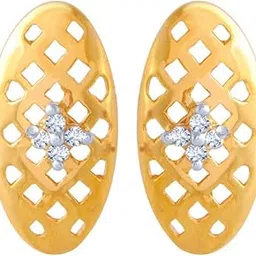 p.c. chandra jewellers 14k (585) Yellow Gold and American Diamond Stud Earrings for Women-picture-45