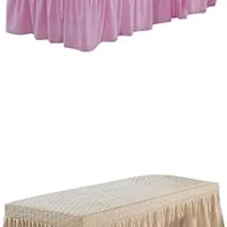 HEAVENGLOW Pink &Camel SPA Massage Table Skirt Beauty Bed Cover Linen Valance Sheet-image-55