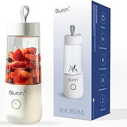 Slursh Bolt White Portable Blender for Smoothies, Shakes, Fruit Juicer, Shaker 350ml with 2000 mAH Battery and 3.7V Motor, Water resistant, Ideal for Office, Gym, Trekking, Home Use-image-6
