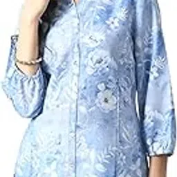 meesan Women's Mandarin Collar Printed 3/4th Sleeves Tunic-picture-24