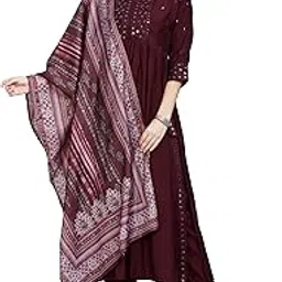 nioni Chinon Naira-Cut Kurti Pant Set with Kota Silk Printed Dupatta, Butti Embroidery on Yoke & Sleeves, Mandarin Collar Kurti with ¾ Cuff Sleeves, Straight Pant with Embroidered Hemline Panel-picture-50