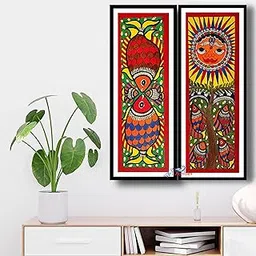 Artdarshan Madhubani Paintings with Frame for Home Decoration - Traditional Madhubani Art Framed Painting for Living Room Bedroom Office Decor - Painting for Wall Decoration - Pack of 2-picture-38