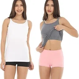 Adira | Camisole with Built in Bra | Camisole with Built-in Bra | Full Coverage | Wire-Free | Removable Cups | Adjustable Straps | Soft Cotton Fabric | Sleek Fitted Design | Pack of 2-picture-37