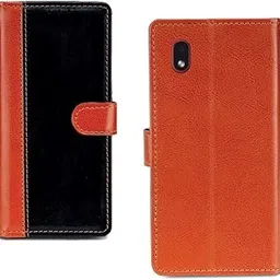 Pinaaki Enterprises Samsung Galaxy M01 Core Case | Premium Leather Finish | with Card Pockets | Wallet Stand |Complete Protection Cover for Samsung Galaxy M01 Core - Camel and Black-picture-10
