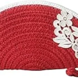 aurka Women Everyday Use Red Hand Clutch with White Lace Stylish Design W-10 x H-6 Inch Lightweight-picture-30