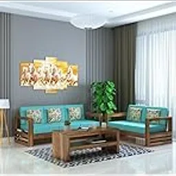 AS Craft Solid Sheesham Wood 5 Seater Sofa for Living Room | (3+2) Five Person Sofa 5 Seater - Stylish & Durable Wooden Sofa Set 5 Seater for Home Office Furniture (Teak, 5 Seater 3+2)-image-9