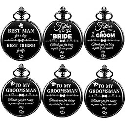 kchss 6PCS Wedding Gifts Groomsmen Gifts Engraved Pocket Watch 1Pcs Best Man 3 Pcs Groomsmen 1Pcs Groom 1Pcs Bride for Father-picture-16