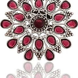 tanusha jewels Oxidised Brass Ring with Adjustable Size || Red Colour-picture-15