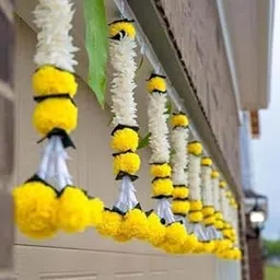 S2S Plastic Artificial White Gajra Jasmine & Marigold Flower Strings | Beautifully Crafted Artificial Flower Strings | Perfect For Diwali, Ganpati & Pooja, Temple, Mandir Decoration (Pack Of 5)-image-62