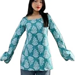 Womens Rayon Full Sleeve Printed Short Kurti Stylish Ethnic and Casual Wear Top for Office, College & Daily Use-image-3