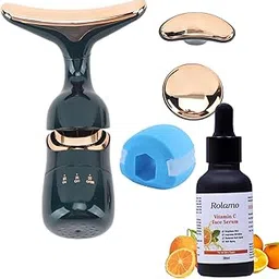 Rolamo face massager machine for facial face roller for glowing skin With Serum (Green)-picture-28