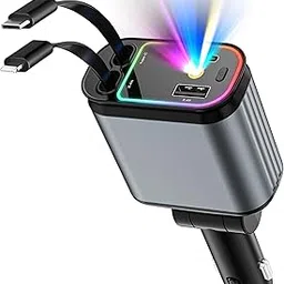 SCALICON Retractable Car Charger | Fast Charging Dual USB & Type-C Adapter with Pull-Out Cable | LED Display, Ambient Starry Sky Light, Overheat Protection & Universal Compatibility | Mystery Gift-picture-26