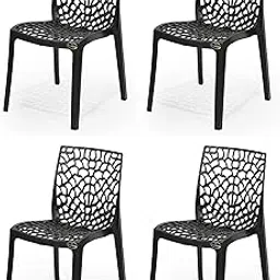 Goyal steel & furniture Plastic Web Chair Outdoor Without Arm Chair (Jali) Gloss Finish Standard Chair for Home Reception Study Office Plastic Chair (4, Black, Standard)-image-4