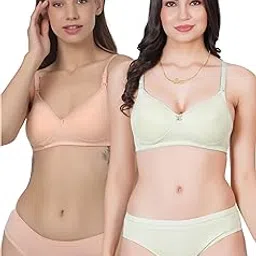 liigne Women Everyday Non Padded Bra Panty Set (Pack of 2) - This Lingerie Set Made of Pure Cotton-picture-13