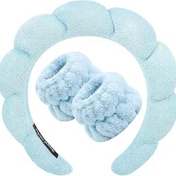 khushal enterprise KHUSHAL Spa Headband Wristband for Women Girls Face Washing, Facial Skincare Headband Sunflower Sponge Makeup Hairband Wrist Washband Combo Set -MULTI-picture-43