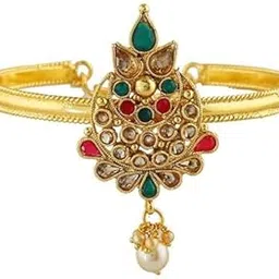 Green-Red Colour Studded Shimmering Stone Fancy Bajuband/Armlets for Women/Girls-image-90